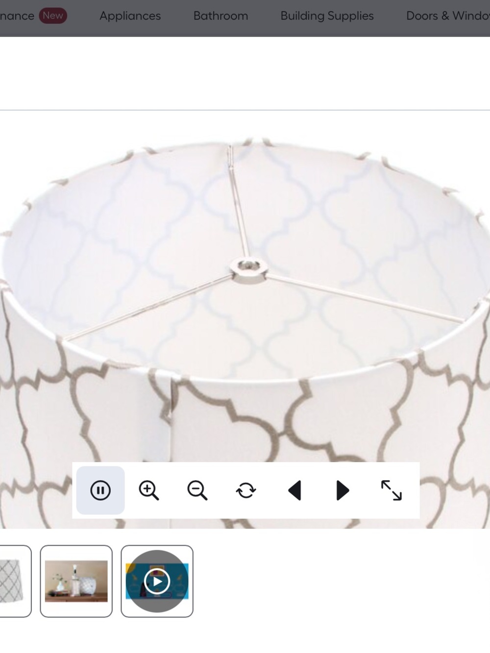 allen + roth 9-in x 13-in White with gray embroidery Fabric Drum Lamp Shade - Picture 3 of 8